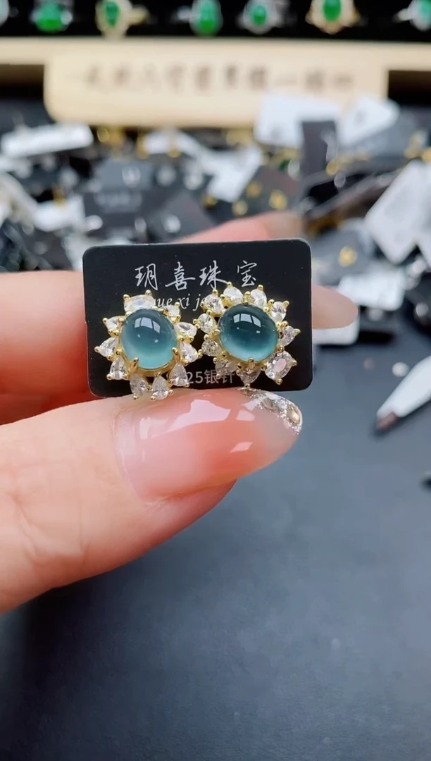 银S925镶嵌戒指翡翠1