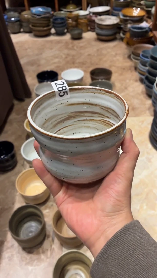 瓷片小*幸285白麻点扭扭碗1个