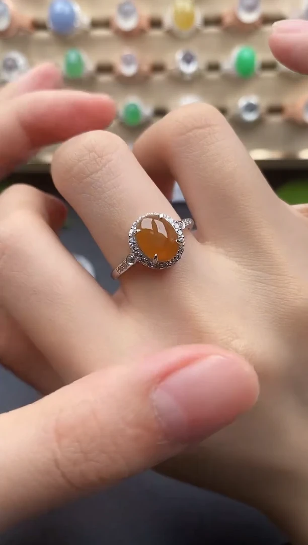 翡翠戒指银S925镶嵌一物一证一礼盒