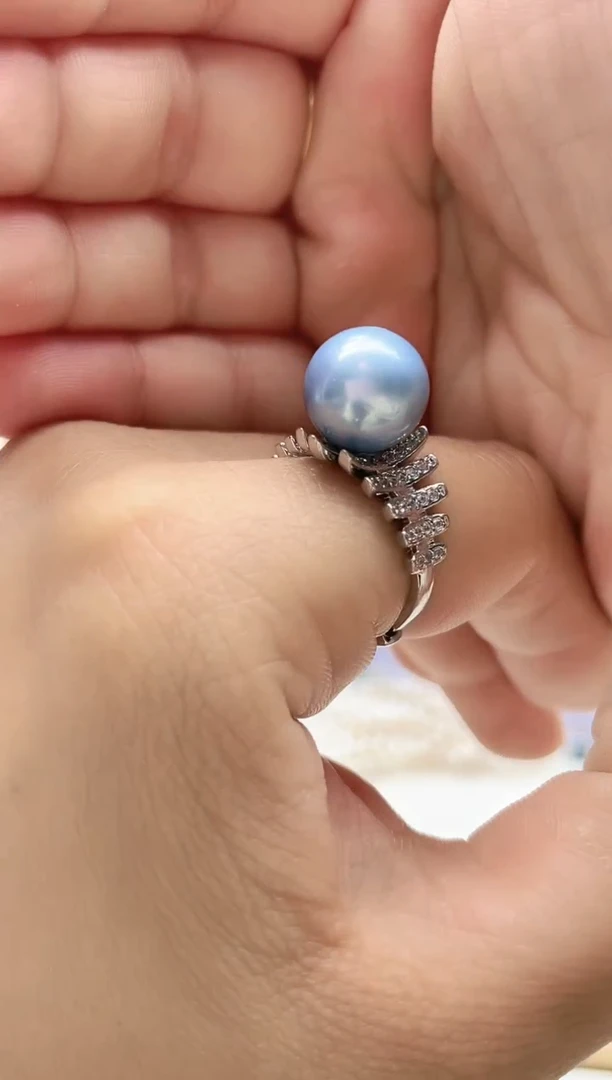 戒指未镶嵌淡水珍珠11mm  +   蓝雪戒指