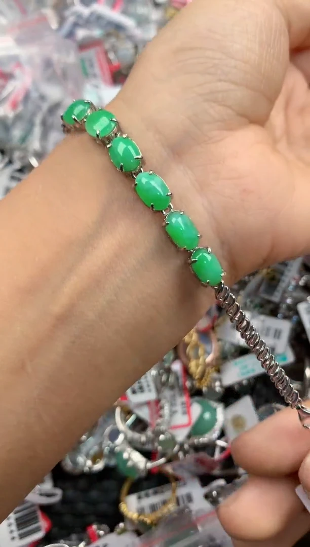 银S925镶嵌戒指翡翠555      8`1