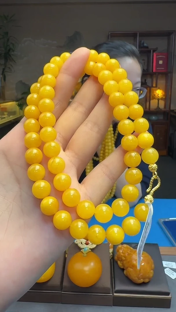 琥珀项链未镶嵌天然保真蜜蜡圆珠项链