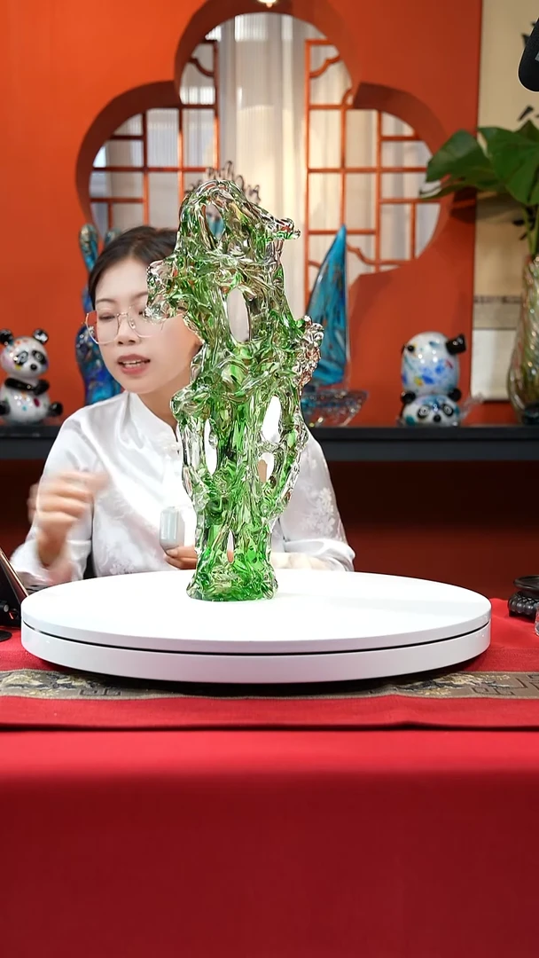 手工艺品琉璃柳芽绿太湖石