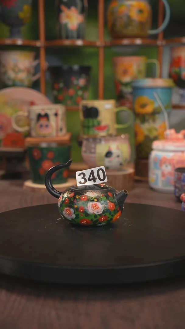 紫砂油画釉下彩手绘340