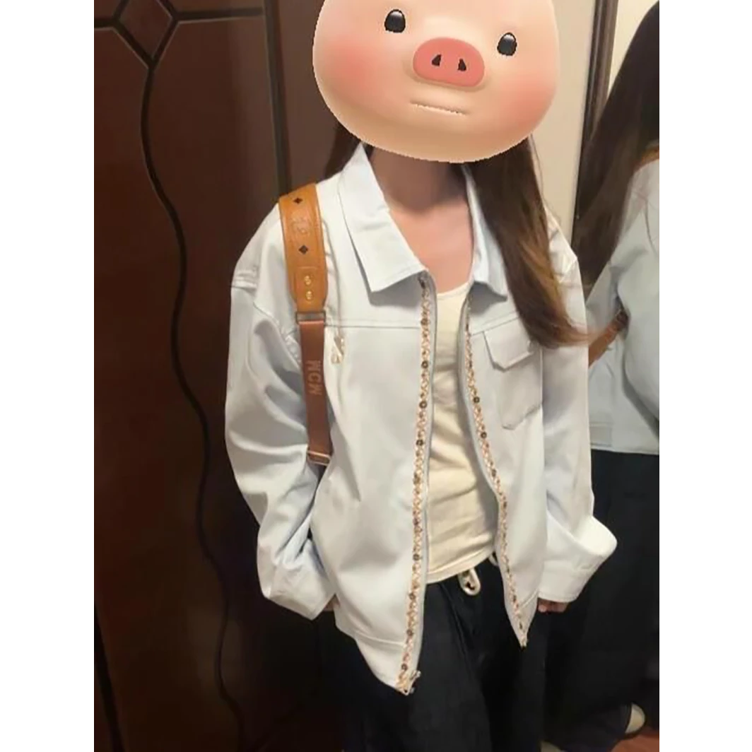 早秋新款美式高街刺绣翻领夹克外套女高级感宽松休闲情侣装棒球服