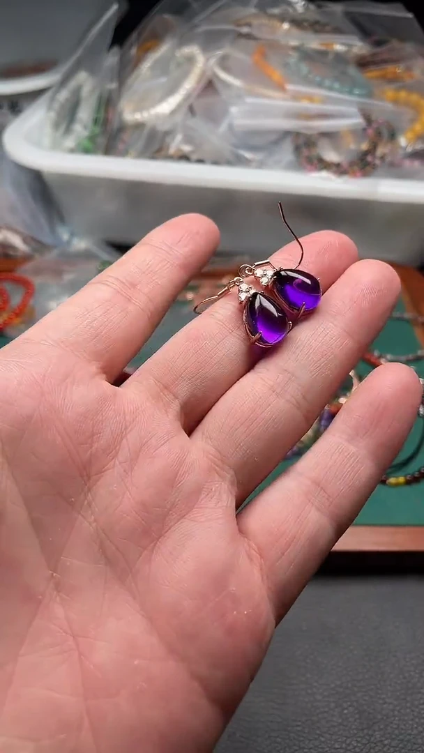 紫晶耳饰未镶嵌多样性发货拍一发一