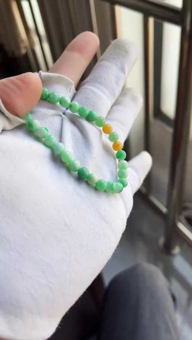 散珠翡翠翡翠手串卡6  有瑕疵