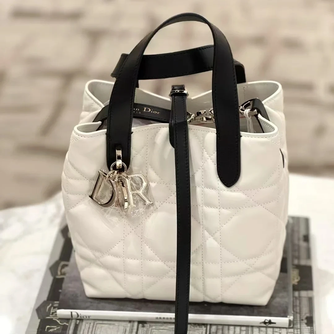 未使用 DIOR/迪奥 青奢荟/竖版菜篮子小号手提包百搭//74185