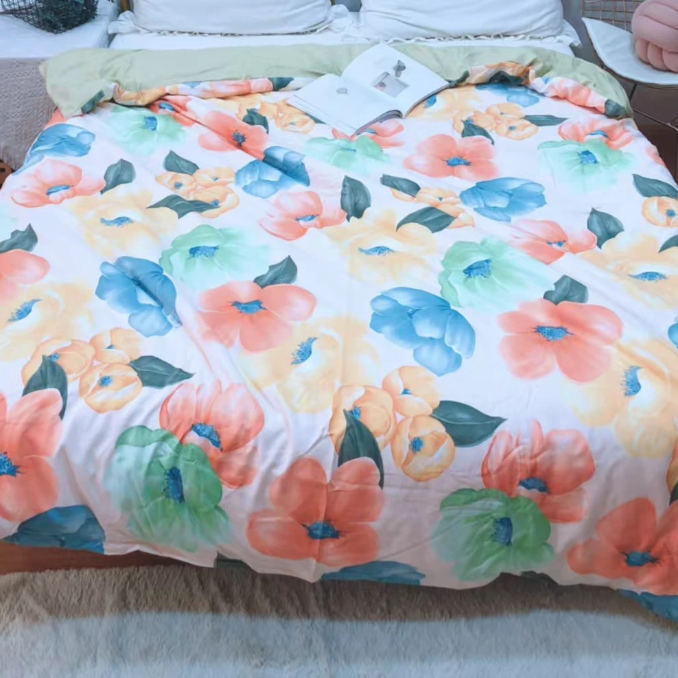 （200*230被套）盛放-彩色有氧柔软亲肤针织棉被套