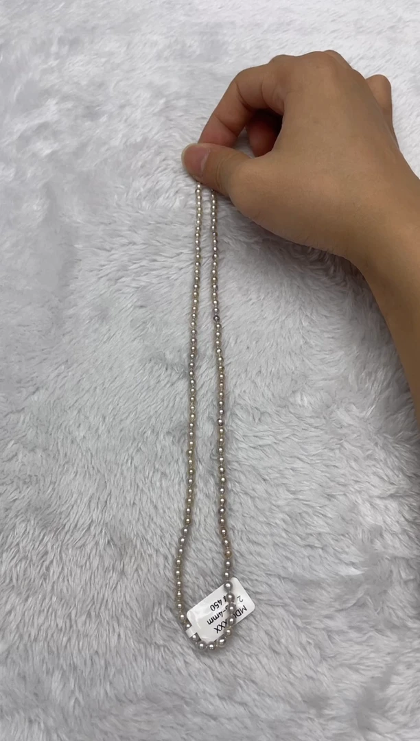 海水珍珠银S925镶嵌项链AK真多麻3.5-4mm（多样性发一）