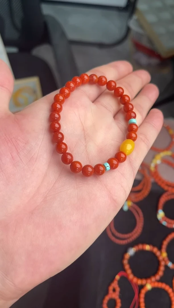 未镶嵌手串南红玛瑙南红单圈蜜蜡手串QF-A458（多样性发一）