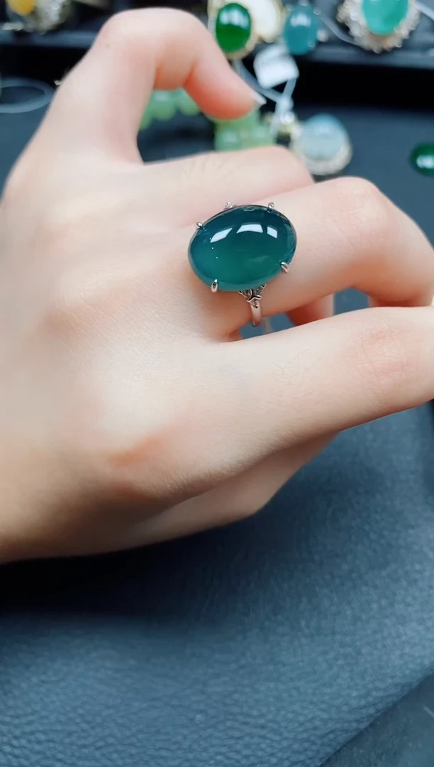银S925镶嵌戒指翡翠翡翠