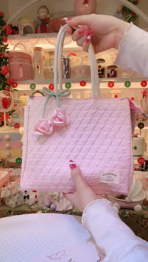 便当袋粉色——手工制作品质好！