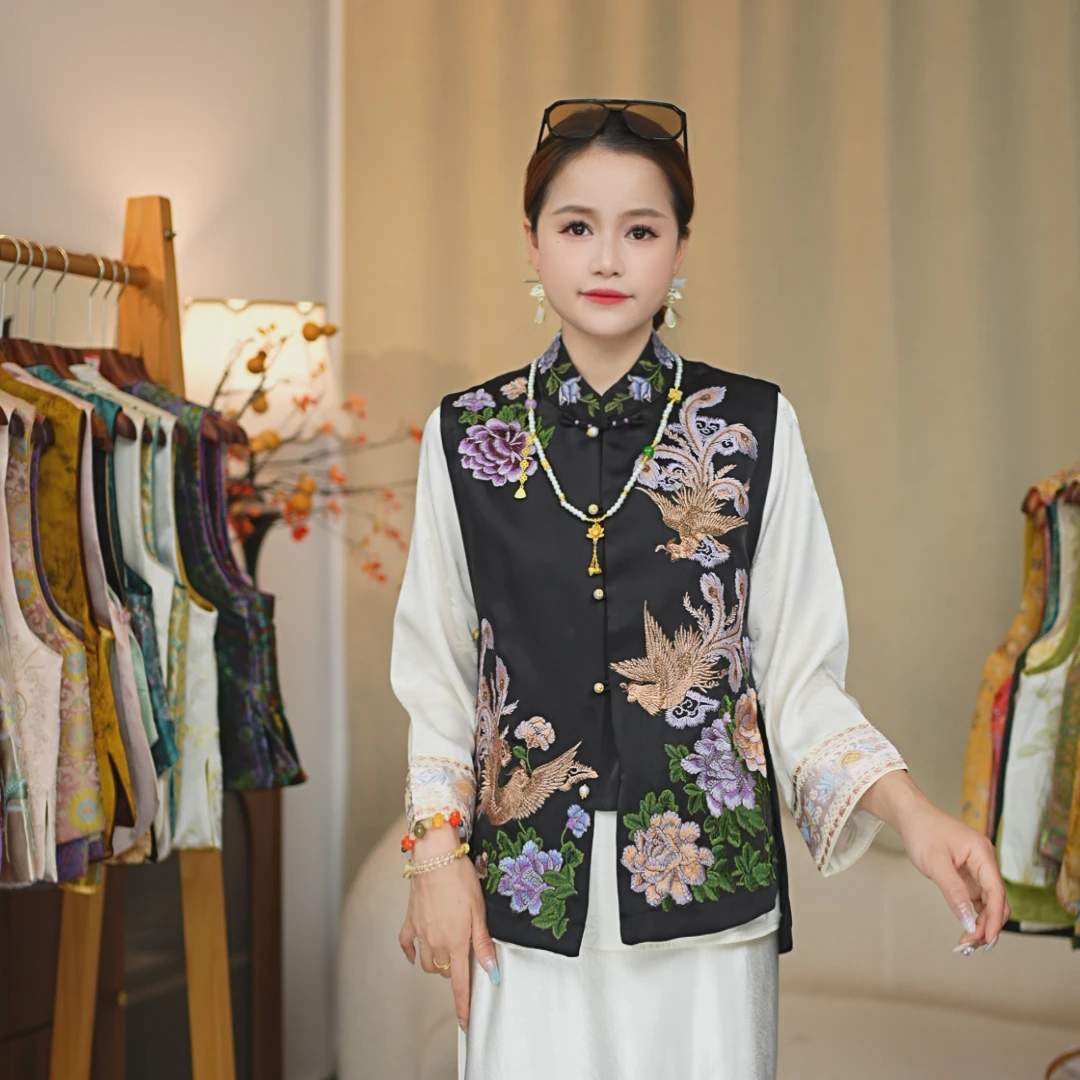 CHUNTIAN/椿锦【京谣】新中式宋锦重工刺绣国风马甲