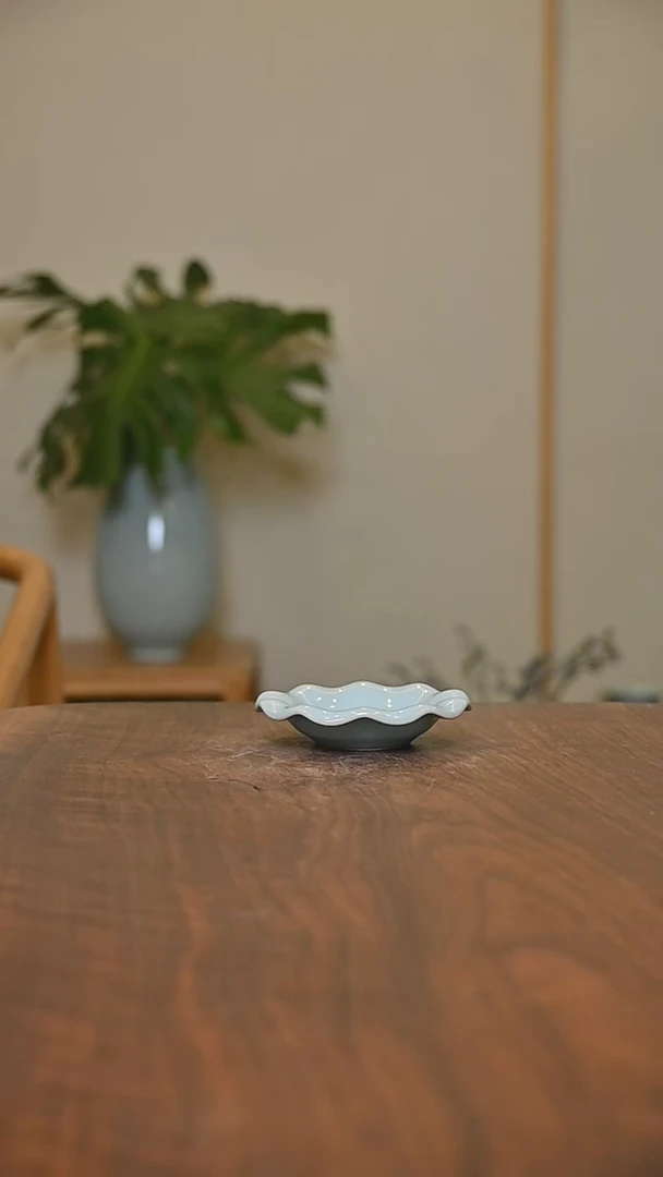 盏托 天青 微瑕 朱家汝窑款
