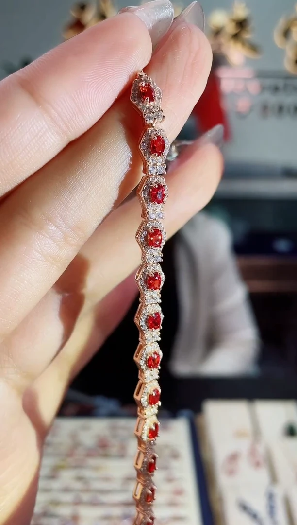 【闪购商品】彩色蓝宝石手链银S925镶嵌手链