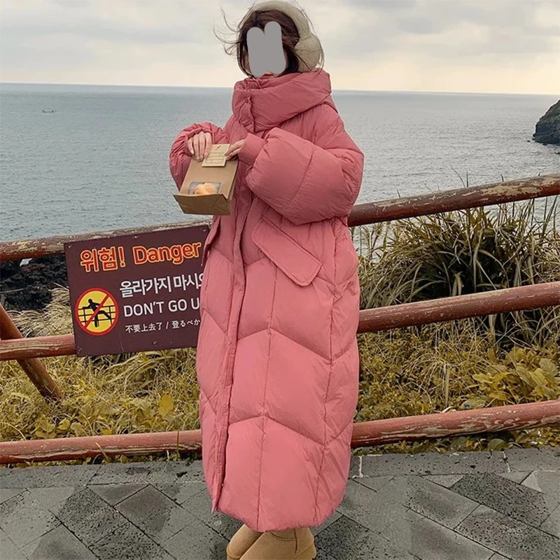 2025冬季粉色甜美超好看棉服外套女冬新长过膝大被子加厚面包服