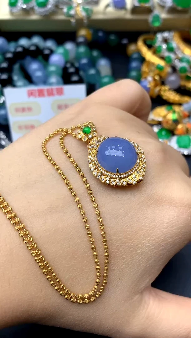 颈饰18K金镶嵌翡翠667-中国好珍宝
