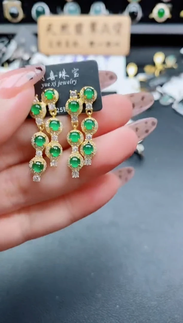 银S925镶嵌戒指翡翠1