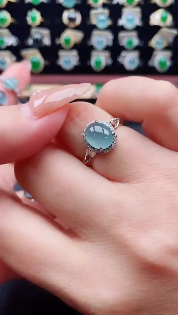 银S925镶嵌戒指翡翠1