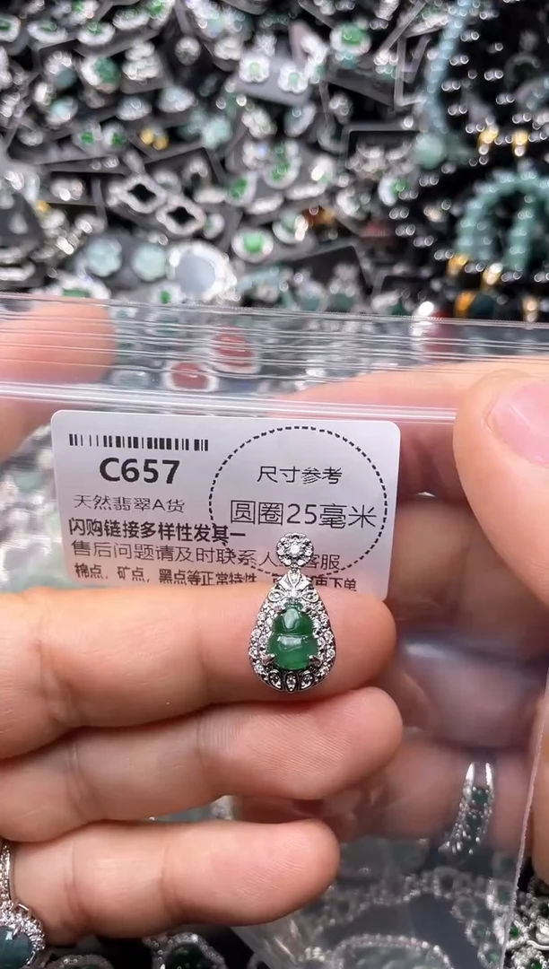 翡翠未镶嵌颈饰C657吊坠