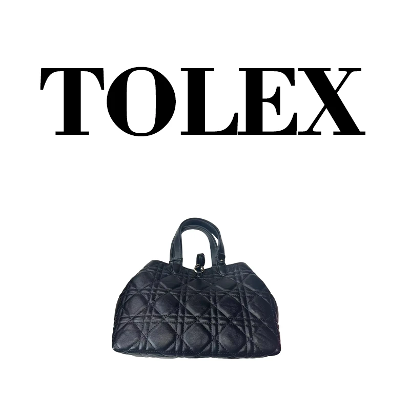 TOLEX2025新款时尚百搭手工女包五格黑色