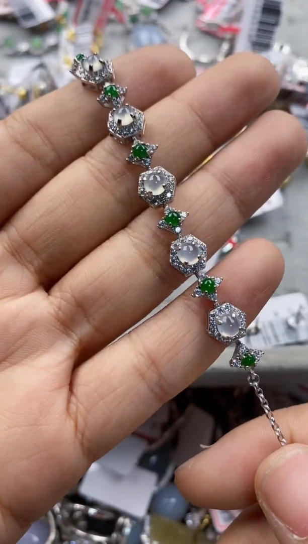 银S925镶嵌戒指翡翠444                2