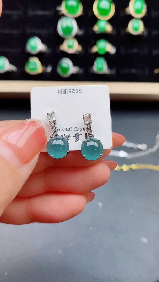 【闪购商品】翡翠耳饰银S925镶嵌12112