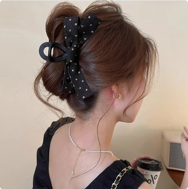 蝴蝶结头发抓夹女2025新款高级感磨砂发夹后脑勺盘发鲨鱼夹子头饰