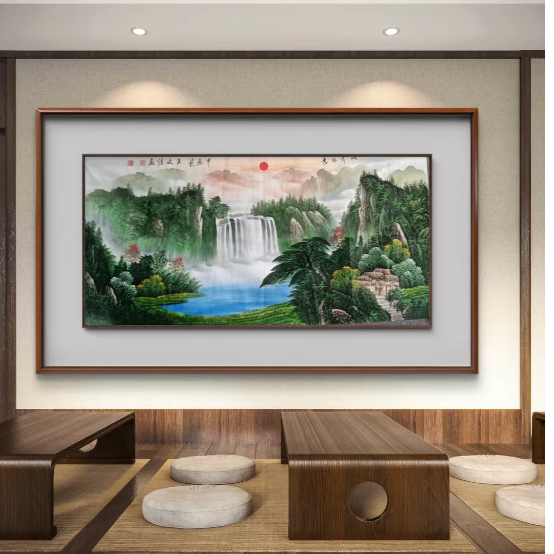 手工定制 山水画 四尺整张木框装裱卷轴装裱成品尺寸180×80