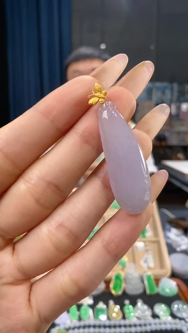 翡翠18K金镶嵌吊坠(不含链)紫福瓜