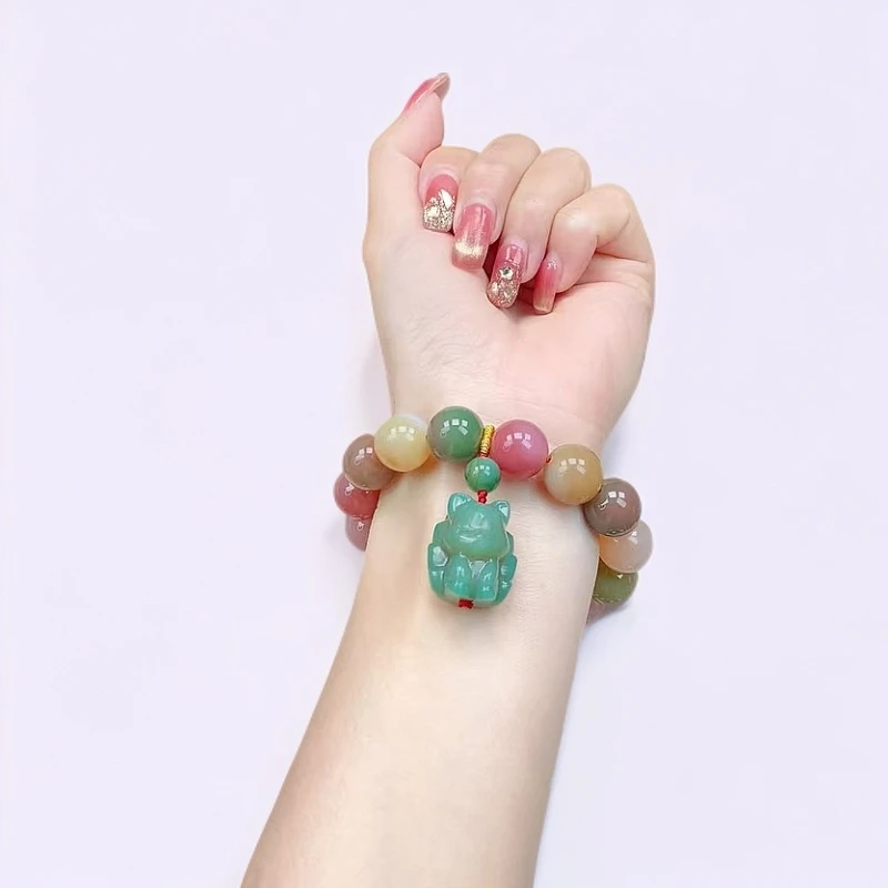 天然老矿料绯红盐源多宝玛瑙手串13mm搭配大凤九滴溜（多样性发1）