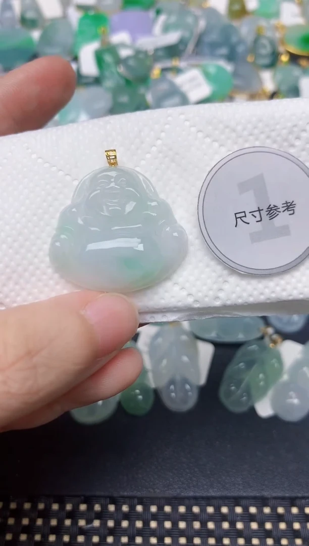颈饰18K金镶嵌翡翠天然缅甸A货翡翠