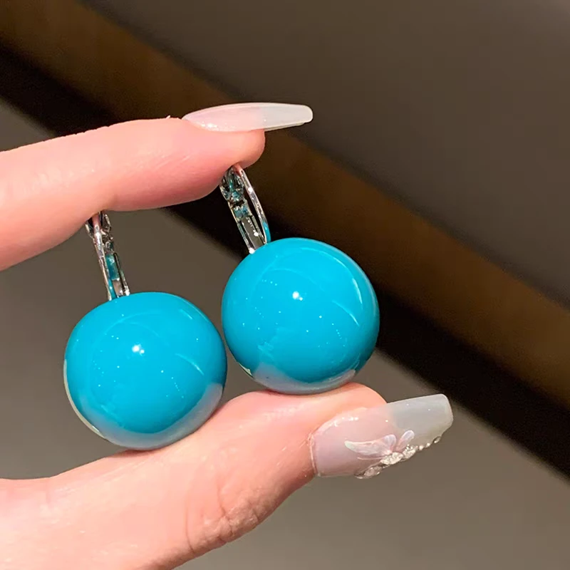 铜合金亚克力耳饰 韩国多巴胺小众独特复古精致蓝色耳环轻奢高级
