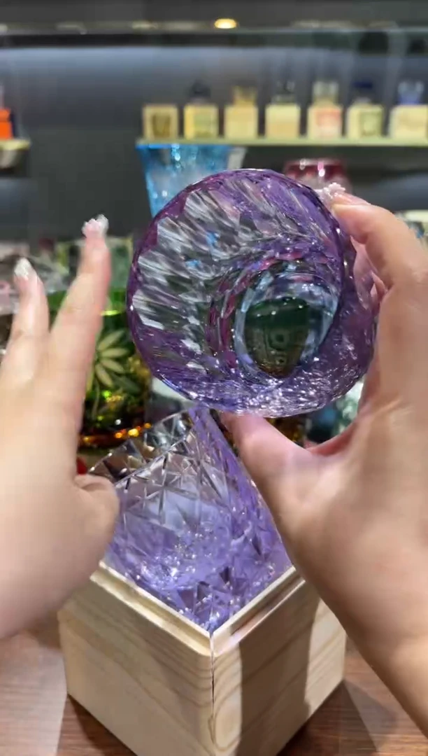 宽口款水晶玻璃直播间活动单只 钻杯紫色