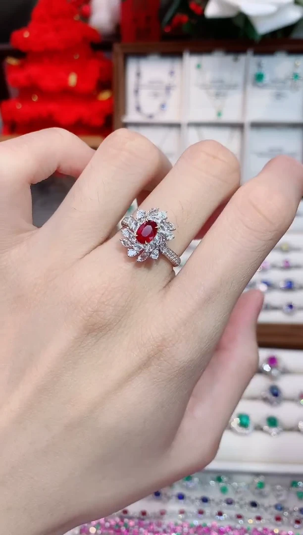 18K金镶嵌戒指红宝石1.07ct/天然宝石/七天无理由