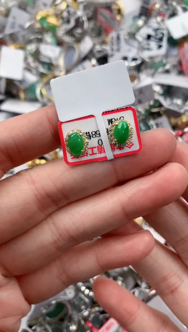 银S925镶嵌戒指翡翠222              2