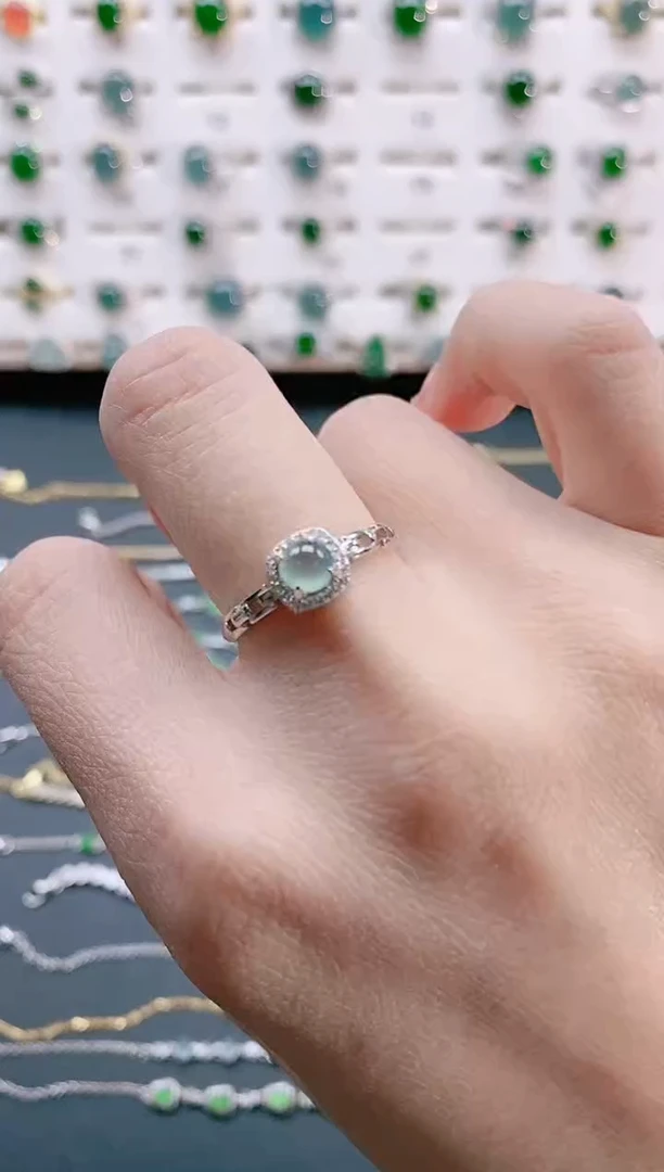 【闪购商品】翡翠戒指银S925镶嵌天然翡翠