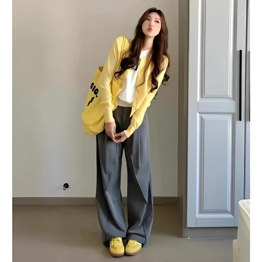 花倾慕秋季学院风针织开衫薄款毛针织衫显瘦小个子休闲开衫93223