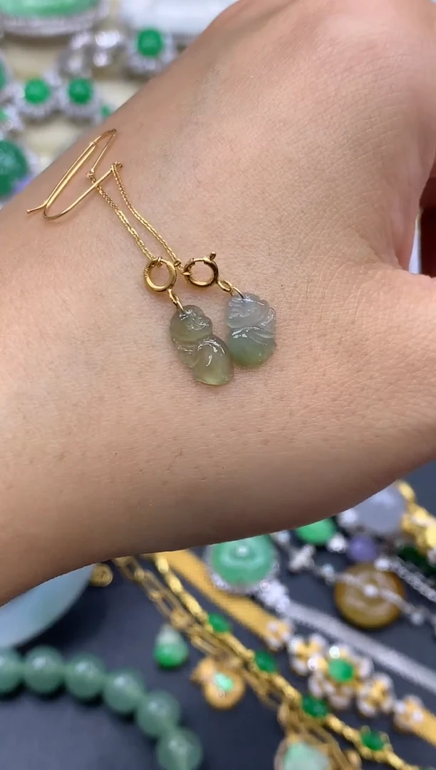 【闪购商品】翡翠耳饰18K金镶嵌136-中国好珍宝