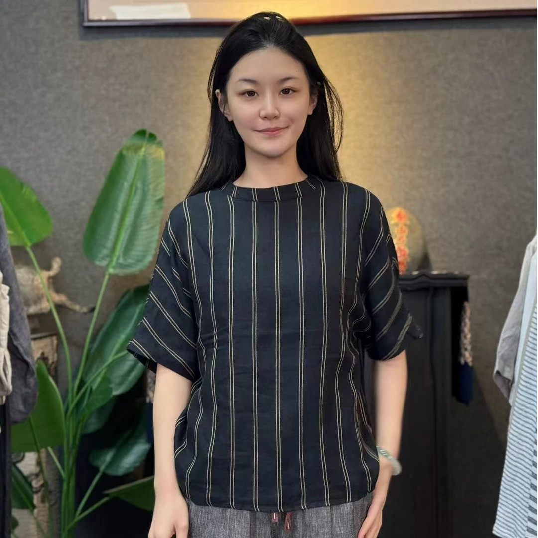 【中性风】汉麻亚麻交织女士T恤衫轻薄14织挺括透气顺滑不易起皱