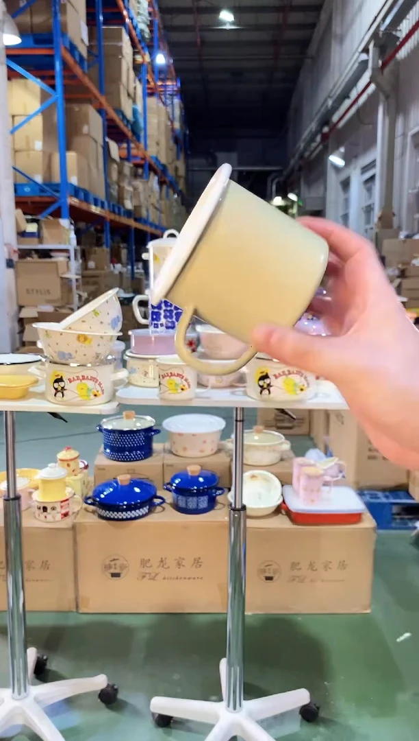无盖款珐琅B家贴花350ml卷边杯