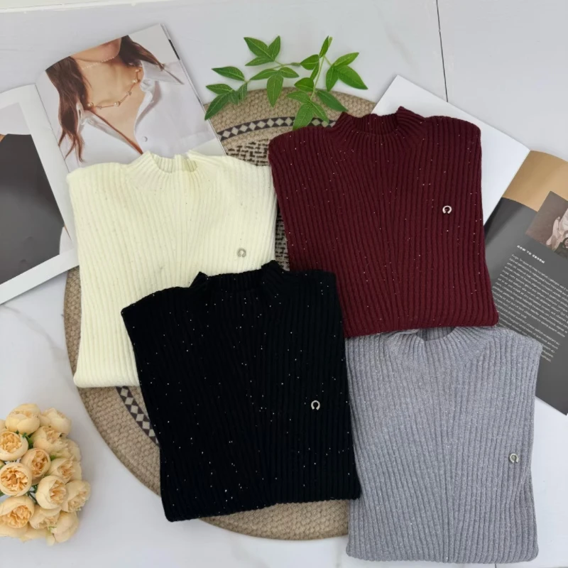 2025新款秋冬长袖韩版时尚百搭修身半高领套头针织衫BLE7575