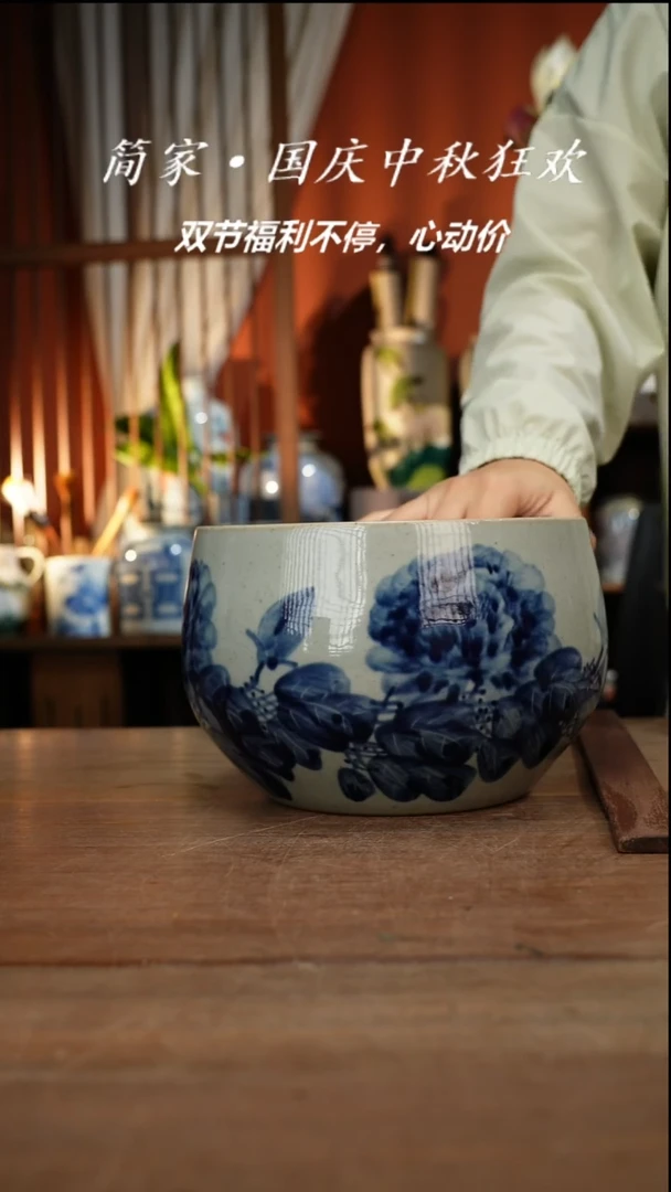 瓷片【简家甄选】景德镇设计师釉下手绘陶瓷餐具