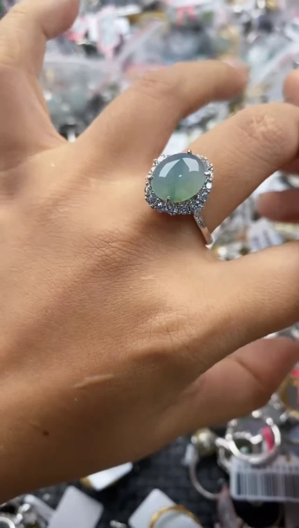 银S925镶嵌戒指翡翠2222----7