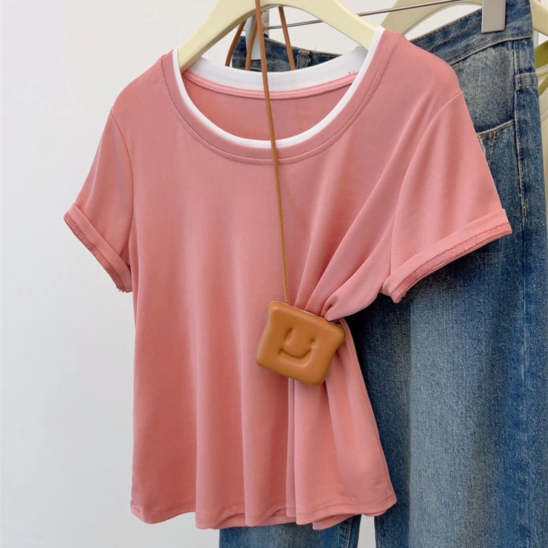 大码女装2025夏装性感纯欲风T恤休闲百搭辣妹短袖T恤上衣女