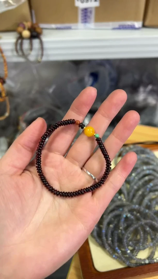 【闪购商品】血珀手链未镶嵌血珀药片设计款手链[0255]