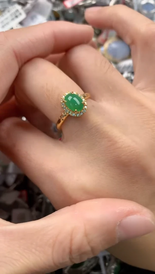 银S925镶嵌戒指翡翠2222       7