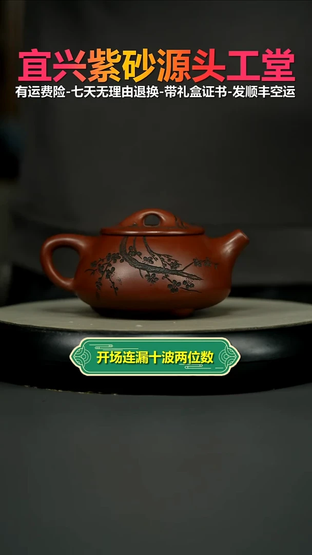 茶壶紫砂蒋静明龙血砂梅花景舟石瓢300CC