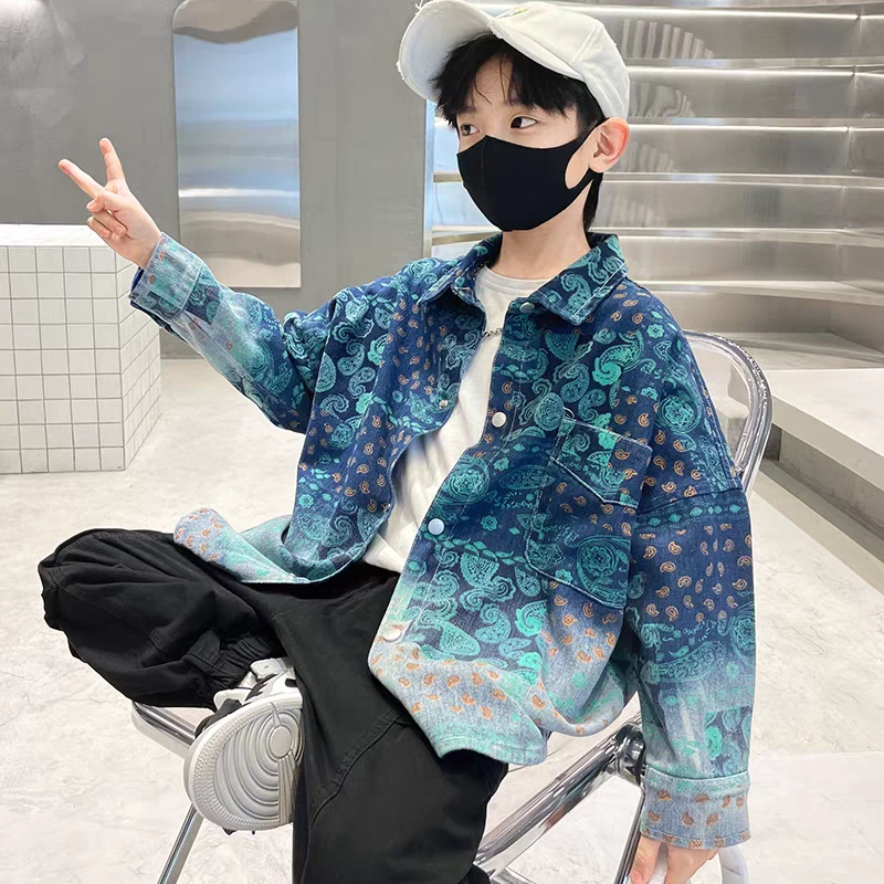 潮款牛仔外套中大童牛仔外套